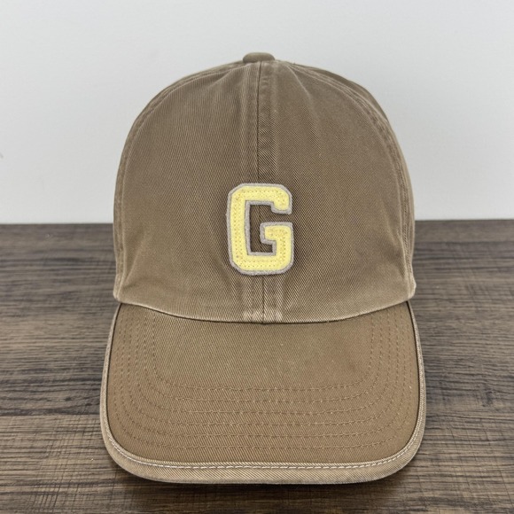 GAP Hat Cap Strap Back Mens M/L Brown Khaki Varsity G Patch Dad Baseball Twill - Picture 1 of 6